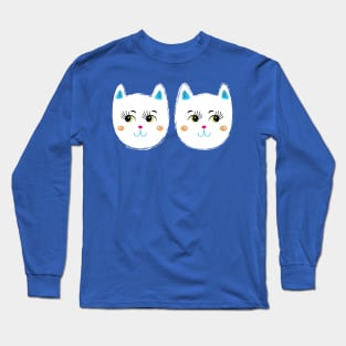 Coy White Kitty Cats Long Sleeve T-Shirt